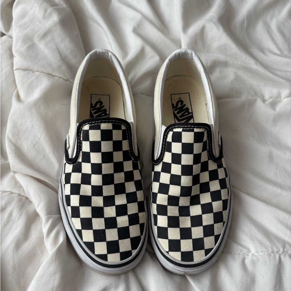 Vans Kids Black and White Checkered Slip-On Sneakers